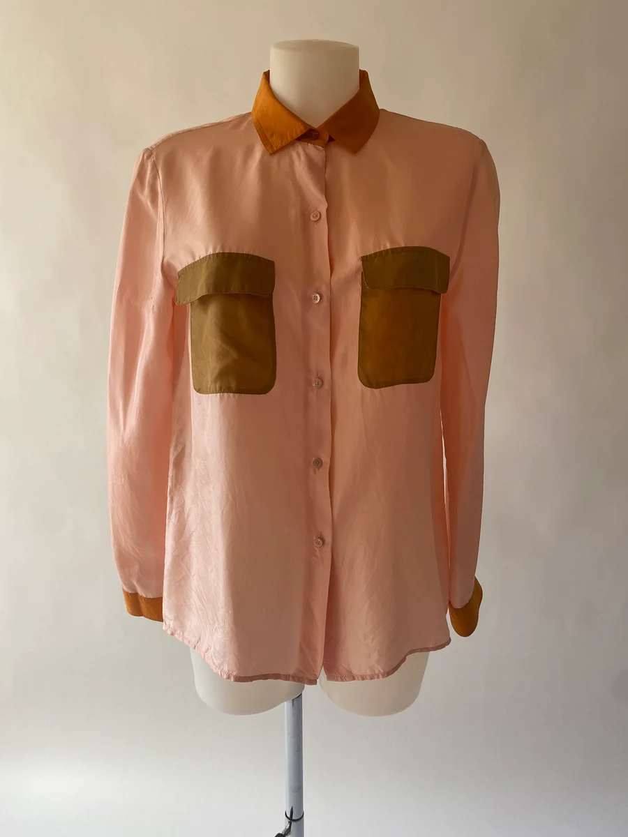 VENTILO - CHEMISIER BICOLORE ROSE ET MARON