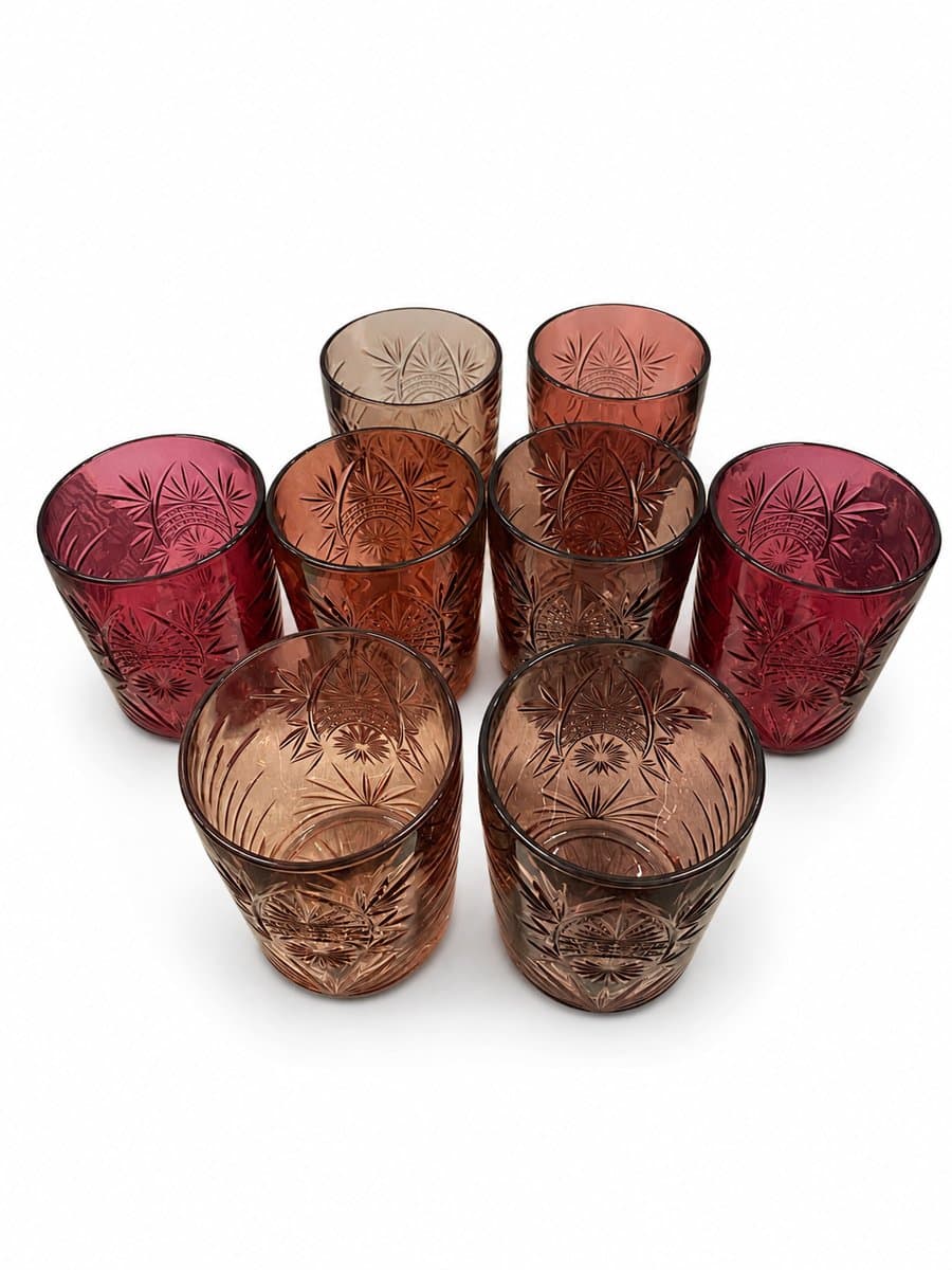 LOT DE 8 VERRES COLORÉS