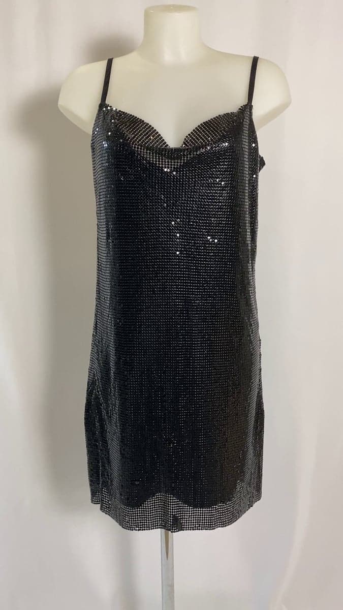 Robe Paillettes Noire Bretelles Fines