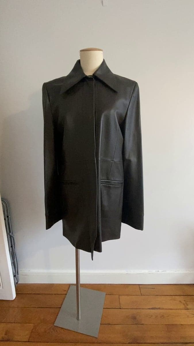 Manteau en cuir marron